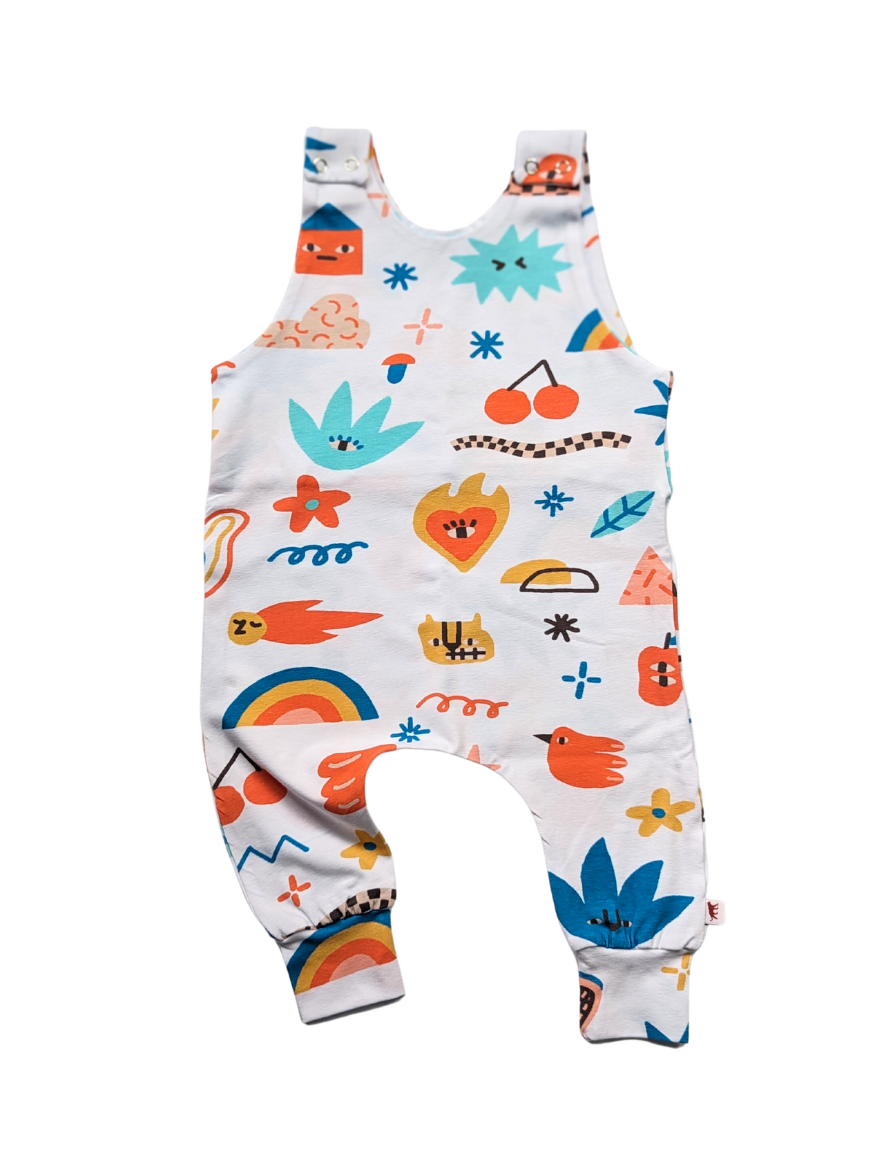 READY TO SHIP // Colourful Characters - Romper 3-6m