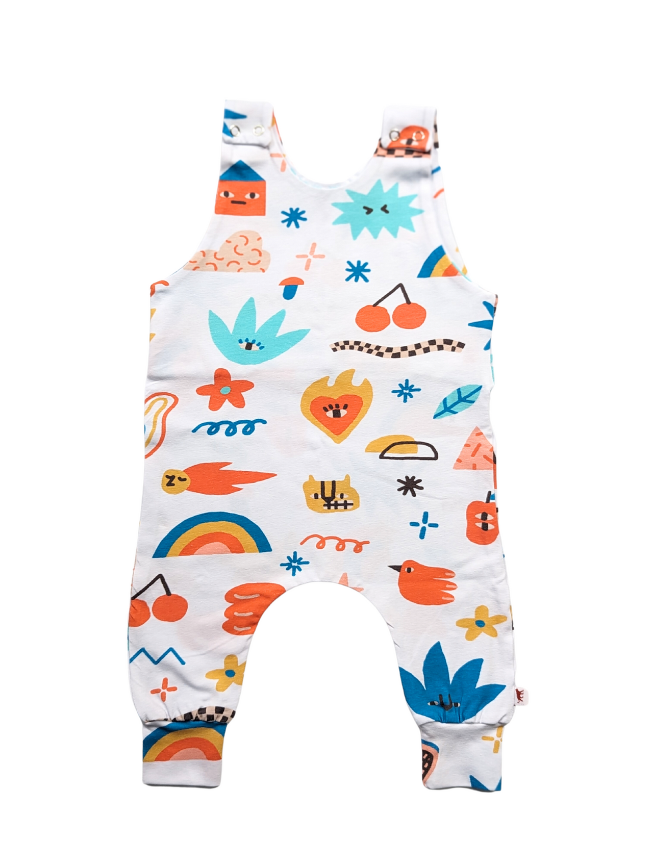 READY TO SHIP // Colourful Characters - Romper 3-6m