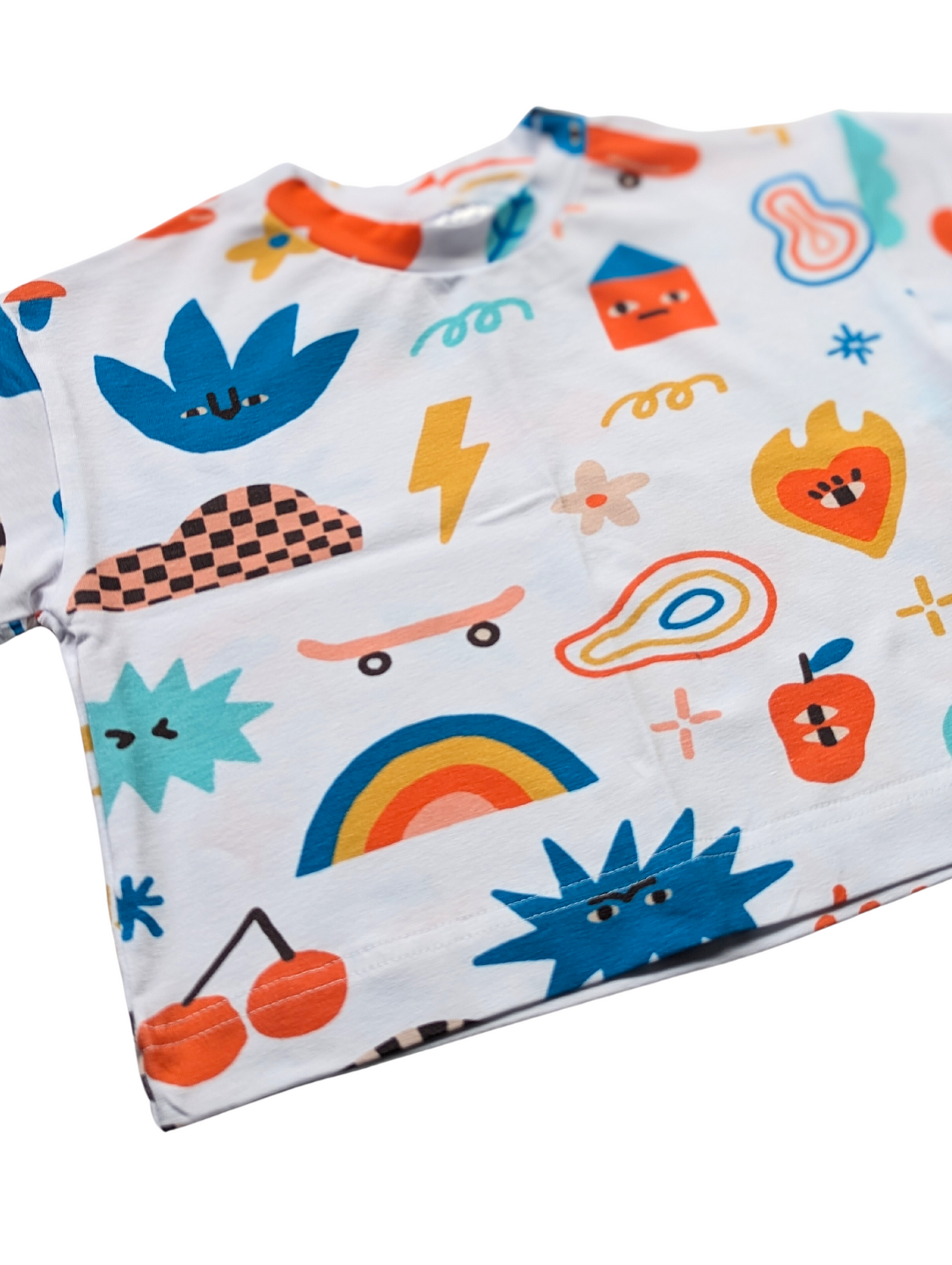 READY TO SHIP // Colourful Characters - Short Sleeve Oversized Top 1-2y