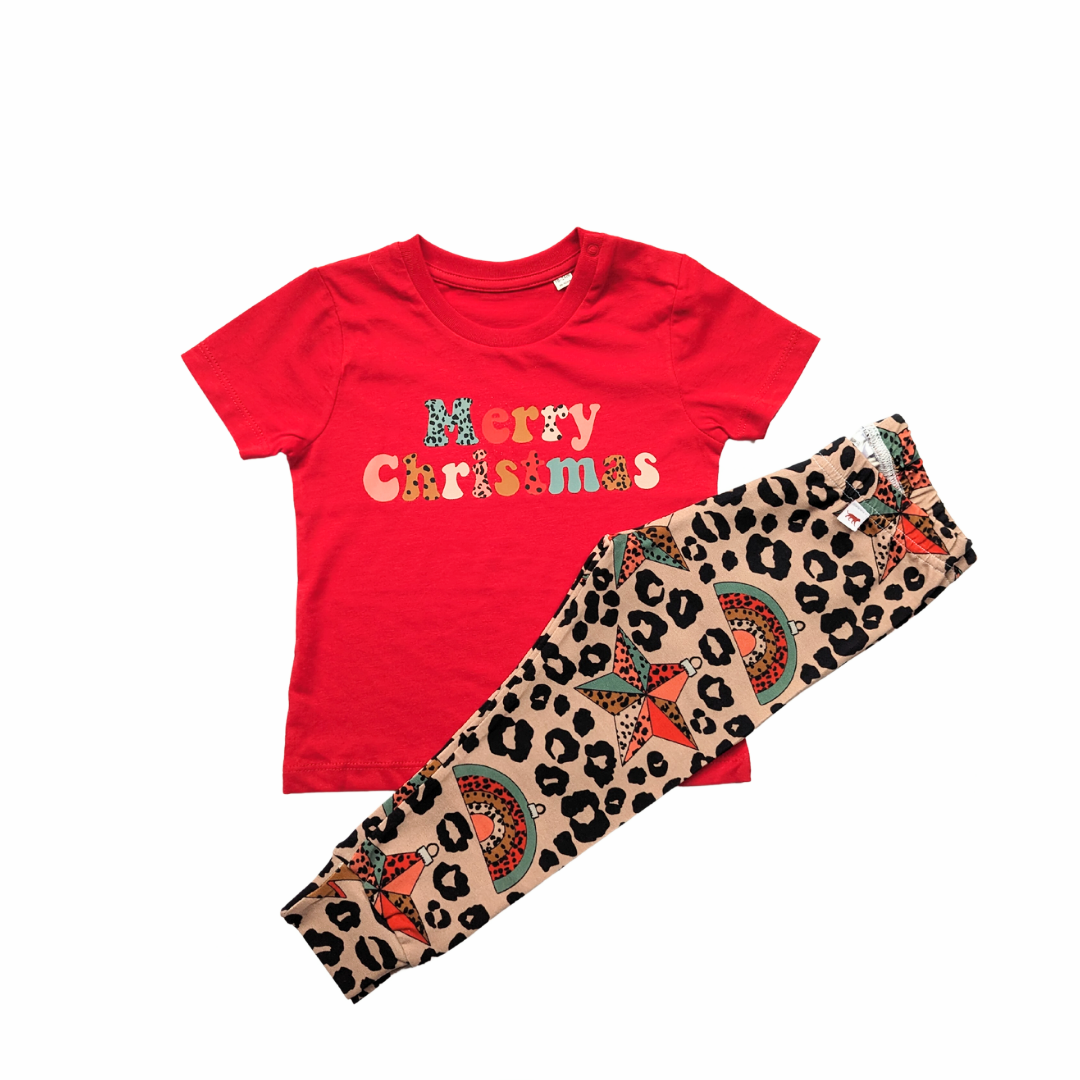 Merry Christmas Leopard - Organic Printed T-Shirt